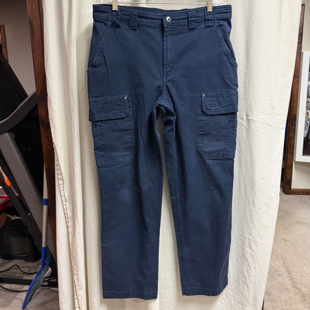 Duluth Trading Co Flex Fire Hose Cargo Pants Navy Blue Mens 38x34 Workwear